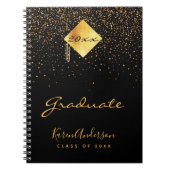 Graduparty afstuderen zwarte gouden confetti notitieboek (Voorkant)