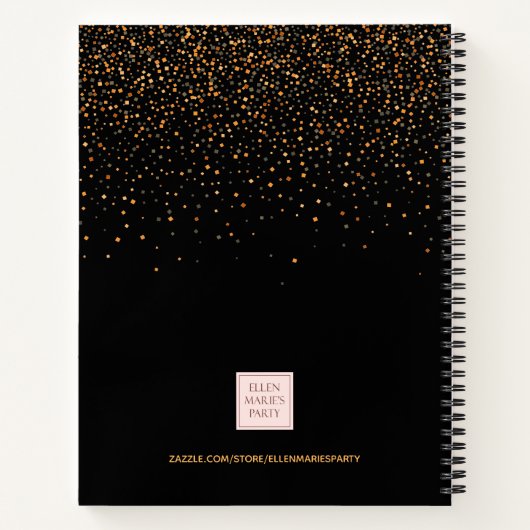 Graduparty afstuderen zwarte gouden confetti notitieboek (Achterkant)