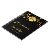Graduparty afstuderen zwarte gouden sterren notitieboek (Linkerzijde)