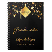 Graduparty afstuderen zwarte gouden sterren notitieboek (Voorkant)