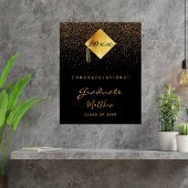 Graduparty black gold confetti afstuderen perfect poster