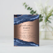 Graduparty blue agate roos budget uitnodiging (Staand voorkant)