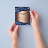 Graduparty blue agate roos budget uitnodiging flyer (Hand)