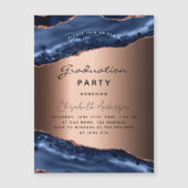 Graduparty blue agate roos gold luxe magnetische uitnodiging (Voorkant)