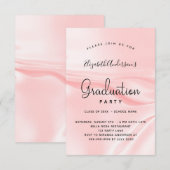 Graduparty blush roze satin rag kaart (Voorkant / Achterkant)