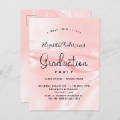 Graduparty blush roze satin rag uitnodiging briefkaart (Voorkant / Achterkant)