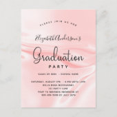 Graduparty blush roze satin rag uitnodiging briefkaart (Voorkant)