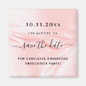 Graduparty blush roze zijde save the date magneet (Voorkant)