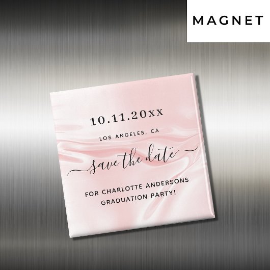 Graduparty blush roze zijde save the date magneet