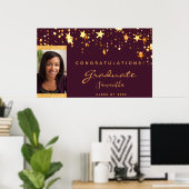 Graduparty Bourgognige gouden sterren Poster (Thuiskantoor)