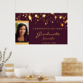 Graduparty Bourgognige gouden sterren Poster (Keuken)