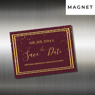 Graduparty burgundy redt de date magnet magnetische uitnodiging