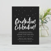 Graduparty drie foto zwarte witte confetti kaart (Staand voorkant)