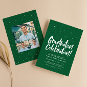 Graduparty drie foto's leuke groene confetti kaart