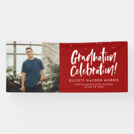 Graduparty één foto leuk rood spandoek