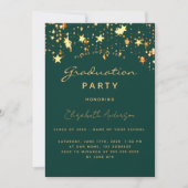 Graduparty emerald green gold luxe sterren kaart (Voorkant)