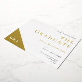 Graduparty Gradua Gradua Gold White Folie Uitnodiging (Gedraaid)