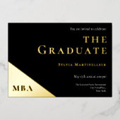 Graduparty Gradua Gradua Gradua Gold Black Folie Uitnodiging (Voorkant)
