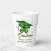 Graduparty Green & Gold Stars Paper Cup Papieren Bekers (Voorkant)