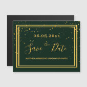 Graduparty groen goud met de datummagneet magnetische uitnodiging (Voorkant / Achterkant)