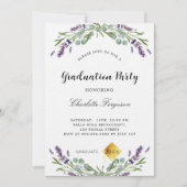 Graduparty lavender eucalyptus florale luxe kaart (Voorkant)