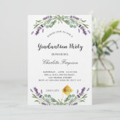 Graduparty lavender eucalyptus florale luxe kaart (Staand voorkant)