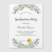 Graduparty lavender eucalyptus florale luxe magnetische uitnodiging (Voorkant)