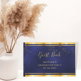 Graduparty marvy blue gold gastenboek