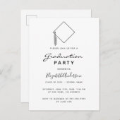 Graduparty moderne zwarte witte uitnodiging (Voorkant / Achterkant)