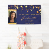 Graduparty navy blue gold foto spandoek (Insitu)