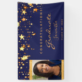 Graduparty navy blue gold foto spandoek (Verticaal)