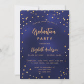 Graduparty navy blue gold sterren kaart (Voorkant)