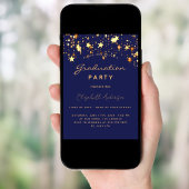 Graduparty navy blue gold sterren kaart
