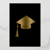 Graduparty over zwarte en gouden ballonnen folie uitnodiging (Achterkant)