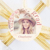 Graduparty pampas gras blush florals foto ronde sticker