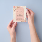 Graduparty pampas roos budget uitnodiging flyer (Hand)