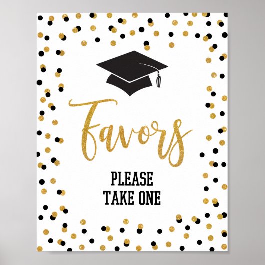 Graduparty-pleister zwart Gold Glitter Poster (Voorkant)