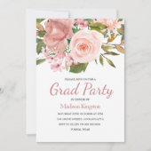 Graduparty roos Gold & Blush Flowers Kaart (Voorkant)