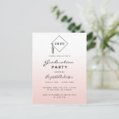 Graduparty roos goudbrij-uitnodiging briefkaart (Staand voorkant)