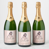 Graduparty roos gouden foto sparkling wijnetiket (Flessen)