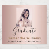 Graduparty roos gouden foto sparkling wijnetiket (Enkel label)