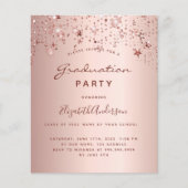 Graduparty roos gouden sterren uitnodiging (Voorkant)