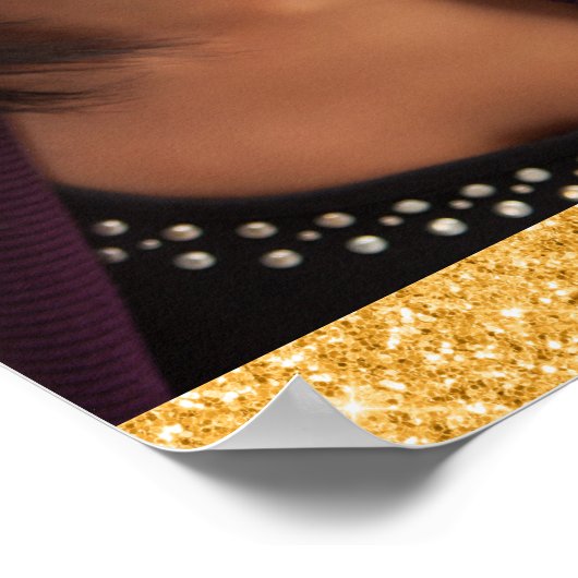 Graduparty roos gouden zwarte sterren poster (Hoek)