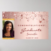 Graduparty roos gouden zwarte sterren poster (Voorkant)