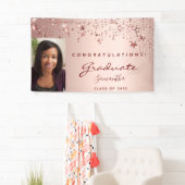 Graduparty roos gouden zwarte sterren spandoek (Insitu)