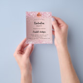 Graduparty roze glitter budget uitnodiging flyer (Hand)