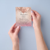 Graduparty roze roze roze roze goudprijsuitnodigin flyer (Hand)