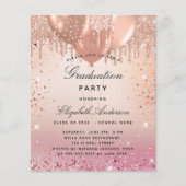 Graduparty roze roze roze roze goudprijsuitnodigin flyer (Voorkant)