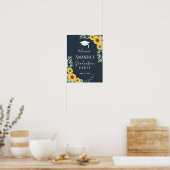 Graduparty sign sunflower navy blue poster (Keuken)