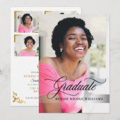 Graduparty voor de zwarte & goudfotokaart kaart (Voorkant / Achterkant)